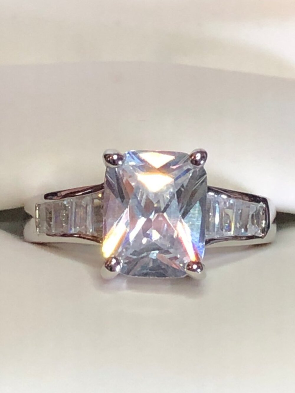 CZ Simulated Diamond Engagement Ring Fashion Designer Camille Lucie France Sz 8